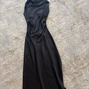 Elegant black satin slip dress
